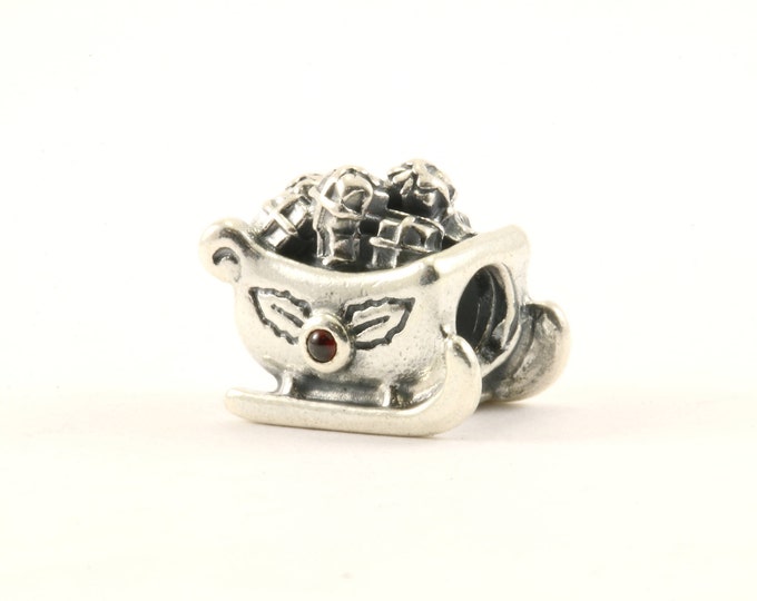 Authentic Pandora Christmas Santa's Sleigh #790562 Bead Charm Sterling 925 Silver CH 313-E