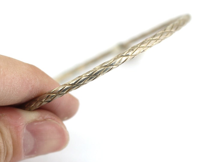 Vintage Thin Braided Bangle Bracelet 925 Sterling BR 114