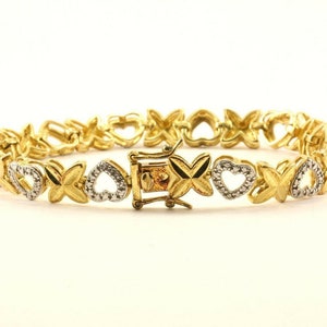 Vintage 14 K Golden Xoxo Heart Design Bracelet Sterling 925 Silver Br 3110