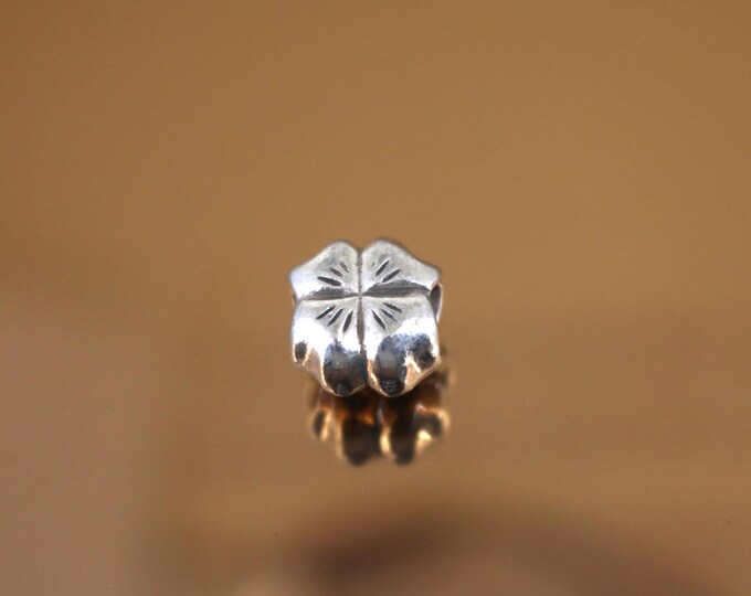 Vintage Pandora Leaf Clover Charm Block Bead For European Bracelet Sterling Silver CH 43