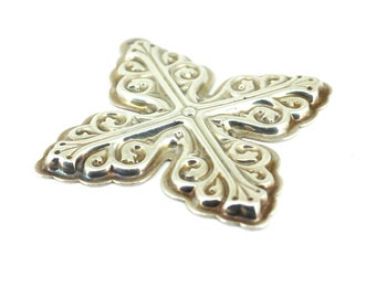 Vintage 1978 Reed and Barton Snowflake Christmas Cross Ornament 925 Sterling Silver OT 357