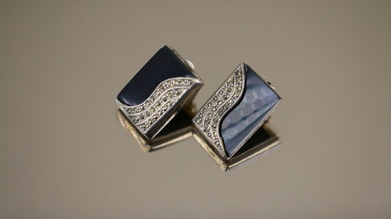 Vintage Square Rectangle Scroll Wave Marcasite St… - image 7