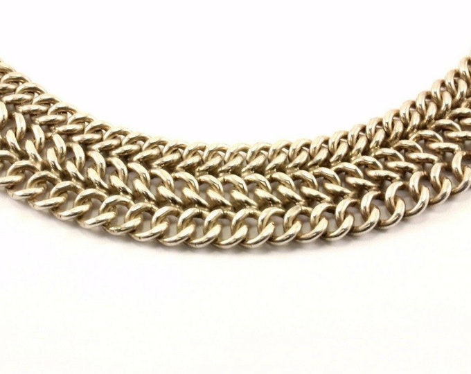Vintage 17 Inch Three Different Style Cuban Link Chain Design Necklace 925 Sterling Silver Nc 1101