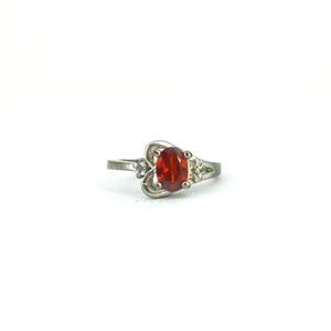 Vintage Size 5.5 Orange Oval Cut CZ Crystal Ring 925 Sterling Silver RG 2605