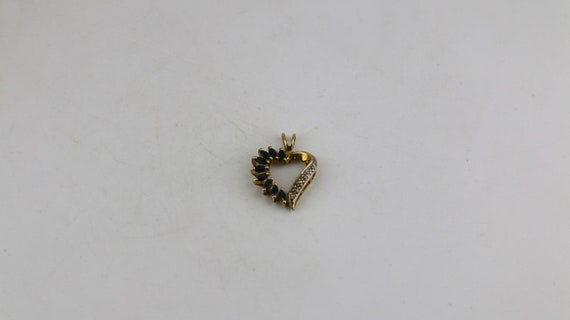 Vintage Shiny Black Crystals CZ Heart Shape Gold … - image 5