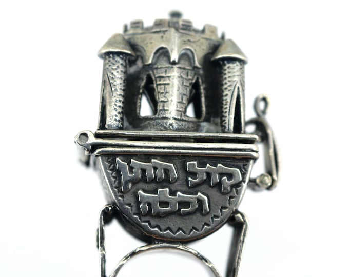 Antique Jewish Silver 925 Engagement Wedding Ring Judaica Besamim Ring Amulet