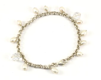 Bracciale vintage a maglie ovali con catena in pietra blu turchese e design in argento 925 BR 3817 - Italia
