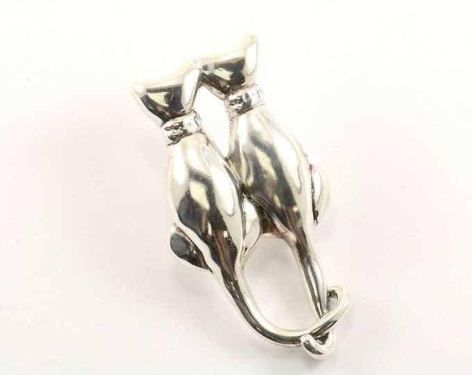 Vintage Large Cats Kitten Kitty Pin/brooch 925 Sterling Bb 1093(123720997123)