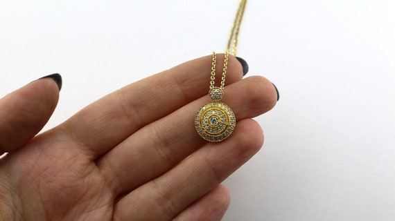 Vintage Italy Gold Plated White Crystals CZ Spark… - image 4