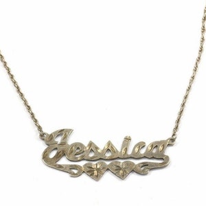 Vintage Jane Basch Designer Name &#39;&#39;jessica&#39;&#39; Initial Necklace 925 Sterling Nc 258(273796571199)