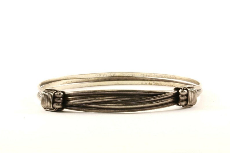 Vintage Wire Cable Design Bangle Bracelet Sterling Silver Br 2534 123759778183