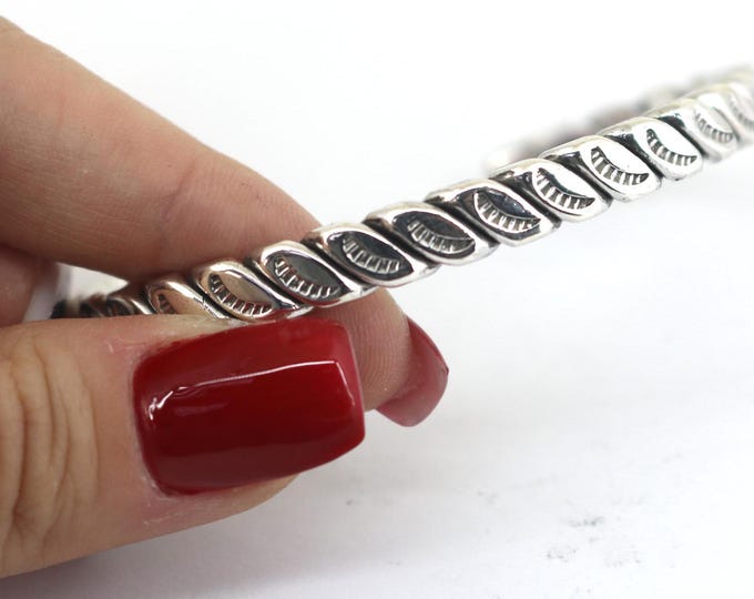 Vintage Native American Braided Narrow Cuff Bracelet  925 Sterling BR 1728