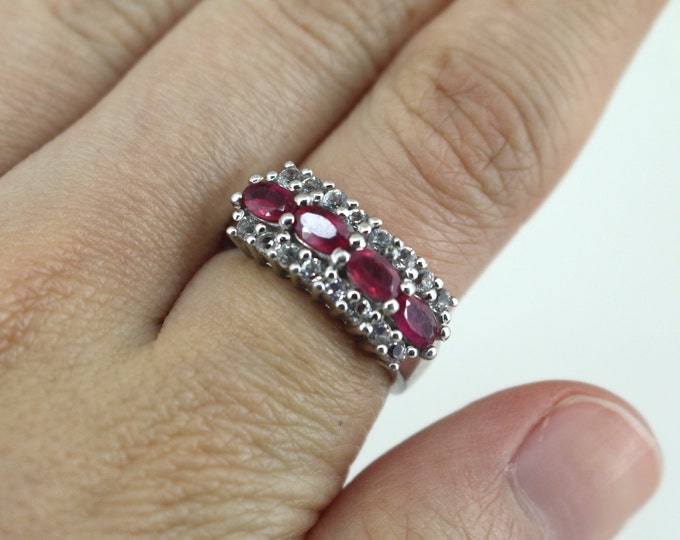 Size 6 India Handmade Red Ruby Ring 925 Sterling RG 1338