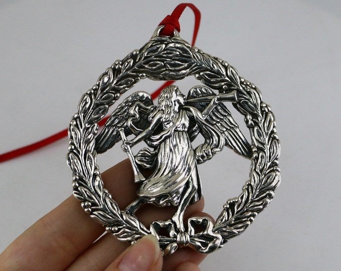Vintage Reed & Barton Williamsburg Angel in Wreath Ornament 925 Sterling Silver OT 411