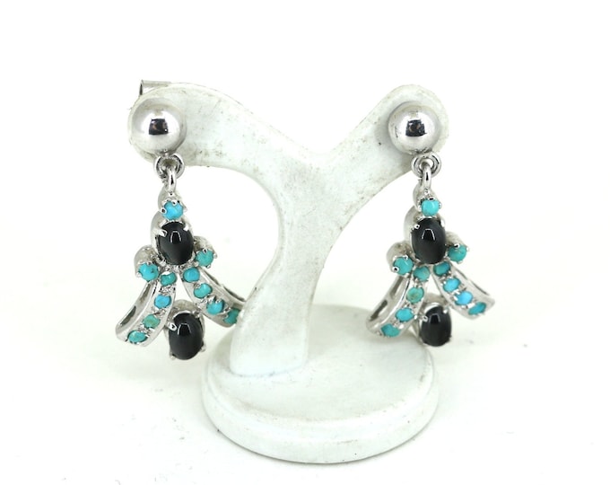 Vintage Turquoise  Southwestern Stud Earrings Sterling 925 Silver ER 1419