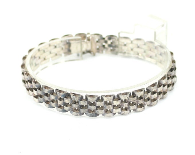 Vintage Italy Unisex Wristwatch Design Link Chain Bracelet 925 Sterling Silver BR 1599