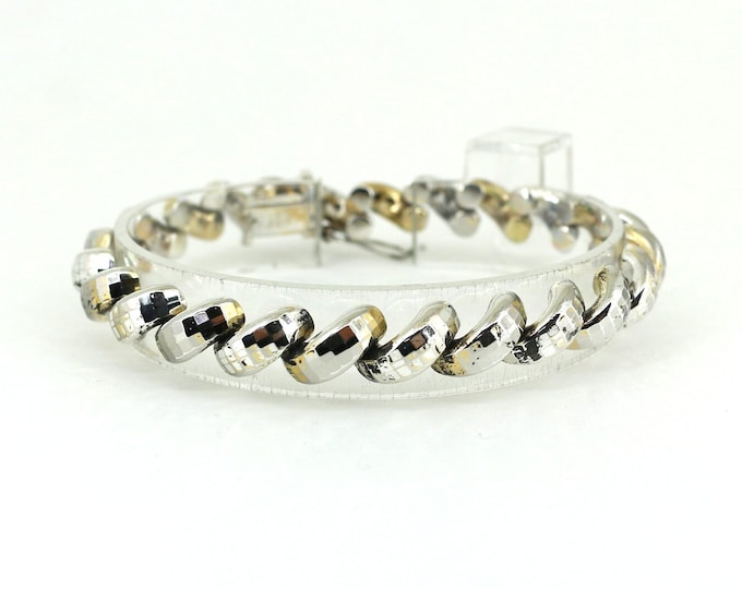 Vintage 7 In Two Tone San Marco Italy  Bracelet  Sterling Silver 925 Bracelet  BR 122