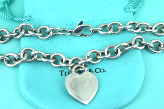 Authentic Tiffany & Co Sterling Silver Heart Tag Rolo Chain