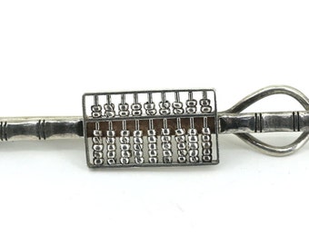 Vintage Tackhing Real Abacus Design Bar Tie Clip 925 Sterling Silver OT 240