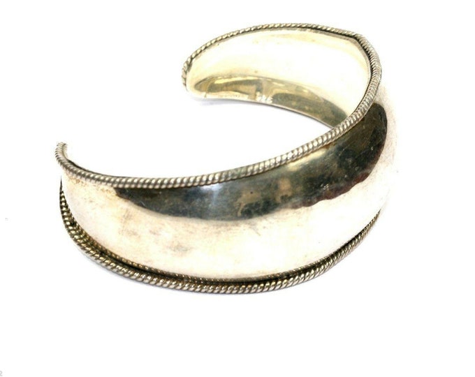 Vintage Curved Handmade Braided Cuff Bracelet 925 Sterling Br 487(123720997103)
