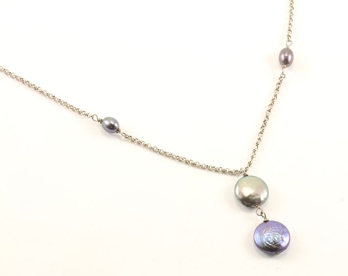 Vintage Beautiful Natural Pearl Beaded Design Necklace 925 Sterling Silver NC 1296