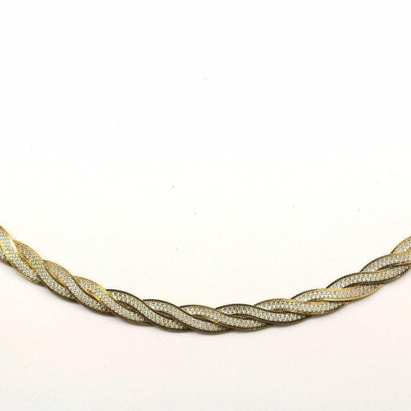 Vintage 17 Inch Italy Fas Twisted Design Gold Tone Necklace 925 Sterling Nc 887(123765809526)