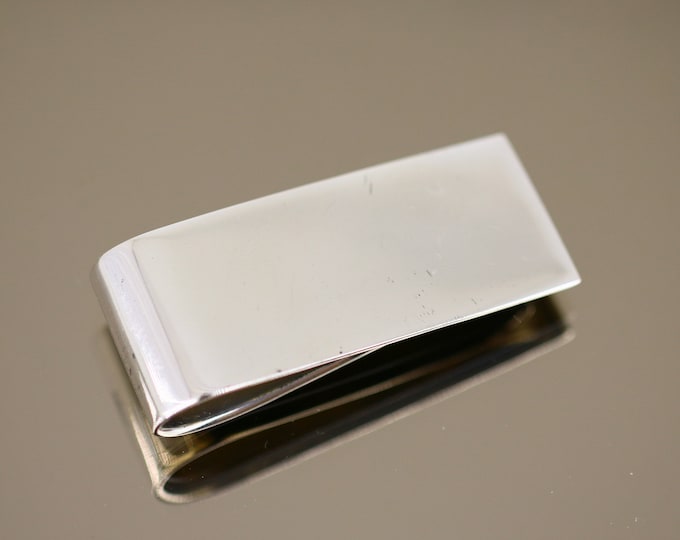 Vintage Plain Polished Ringware Design Money Clip Holder 925 Sterling Silver OT 71