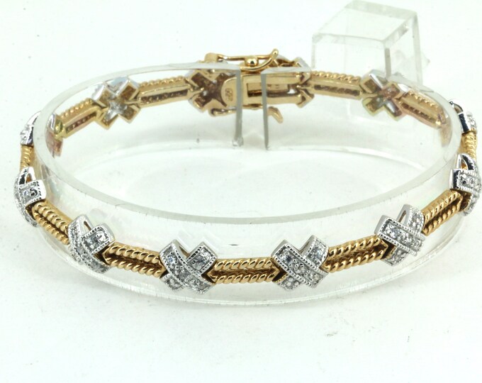 6.5 In XO Link Gold Plated CZ Bracelet 925 Sterling BR 2989