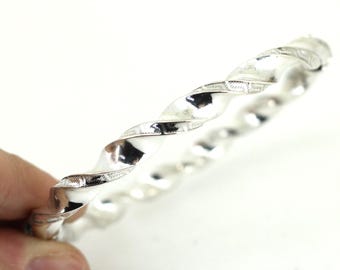 Vintage Square Twisted Hinged Bangle Bracelet 925 Sterling BR 2967