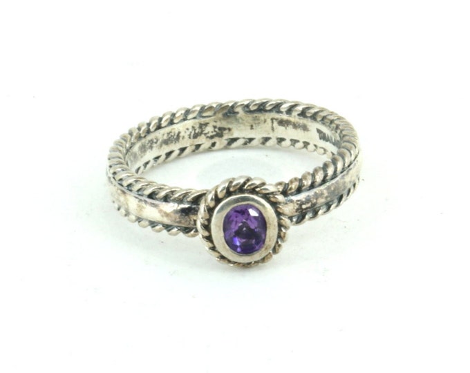 Vintage Size 6 Lavender CZ Rope Design Statement Ring 925 Sterling Silver RG 2478
