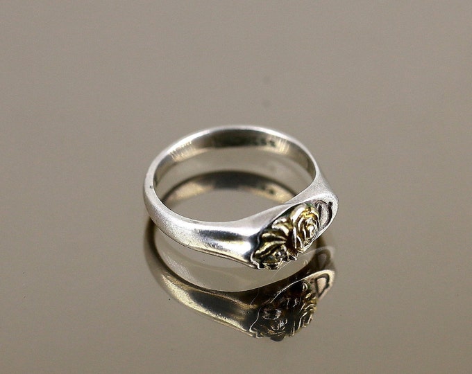 Vintage Size 9.25 Authentic Keepsake SS Gold Plated Rose Letter D Natural Diamond Design Ring 925 Sterling Silver  Rg 1361