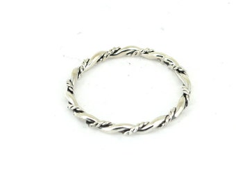 Vintage Größe 9 Dünne Handgemachte Doppel Geflochtene Twisted Design Ring 925 Sterling Silber RG 4287B