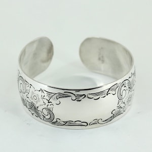 Vintage S. Kirk & Sons Monogrammed Cuff Bracelet Sterling Silver BR 3744