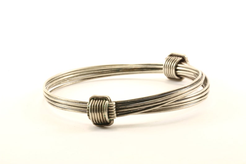 Vintage Beautiful Wire Cable Design Bangle Bracelet 925 Sterling BR 2205
