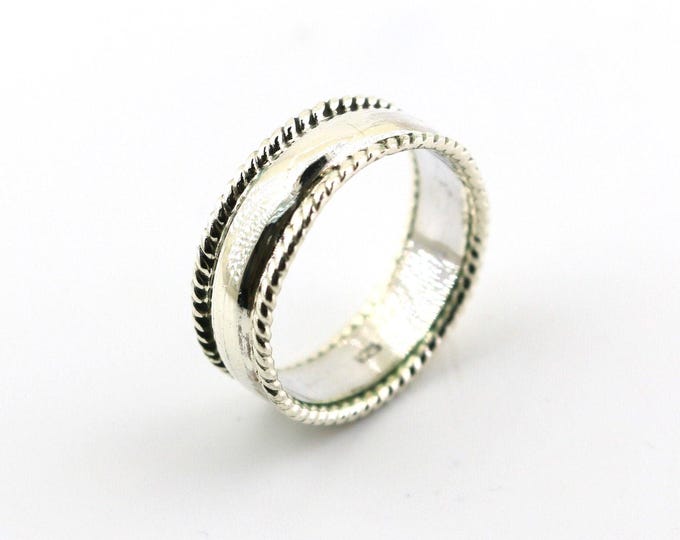 Vintage Size 11.75 Braid Braided Shiny Large Man Simple Plain Design Ring 925 Sterling Silver RG 4098Q