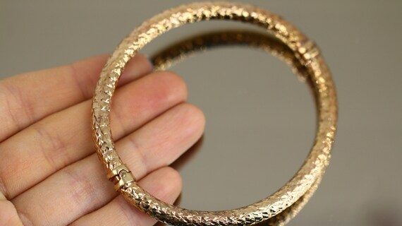 Vintage Italy Rose Gold Plate Diamond Cut Snake T… - image 8