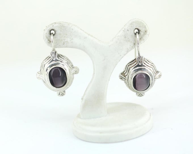 Vintage Purple Chrysoberyl Drop/dangle Earrings 925 Sterling Er 1057(401742007708)