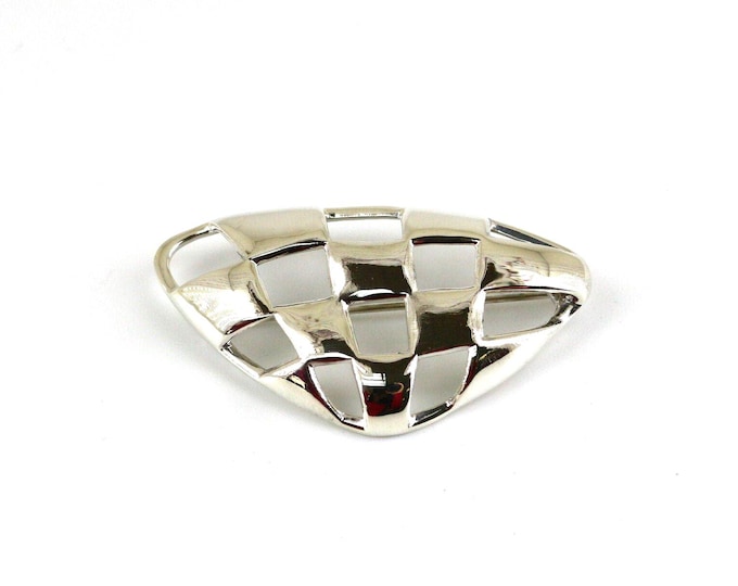 Authentic 1987 Angela Cummings Vintage Shiny Basket Weave Brooch 925 Sterling BB 2246T