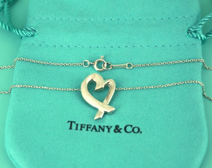 Authentic Tiffany & Co. Paloma Picasso Loving Heart Necklace 925 Sterling Silver Nc 1763