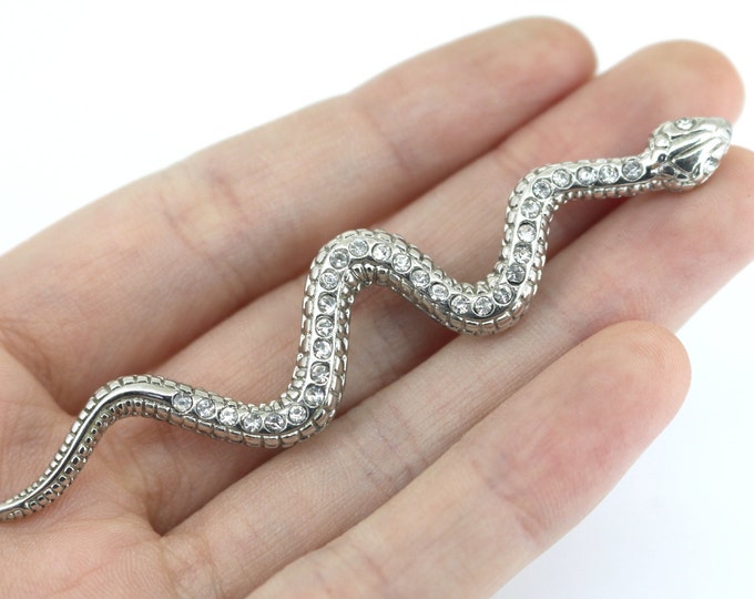 Vintage Snake Inlaid CZ Crystals Pendant 925 Sterling Silver PD 1439