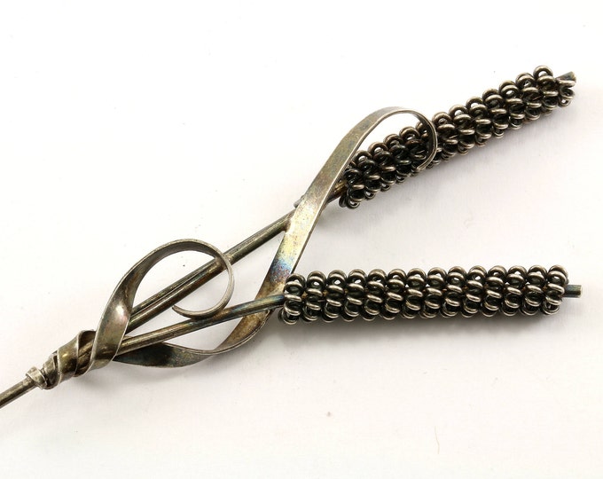 Vintage DENN ARK Bouquet Two Twisted Flower Pin/Brooch 925 Sterling Silver BB 720E
