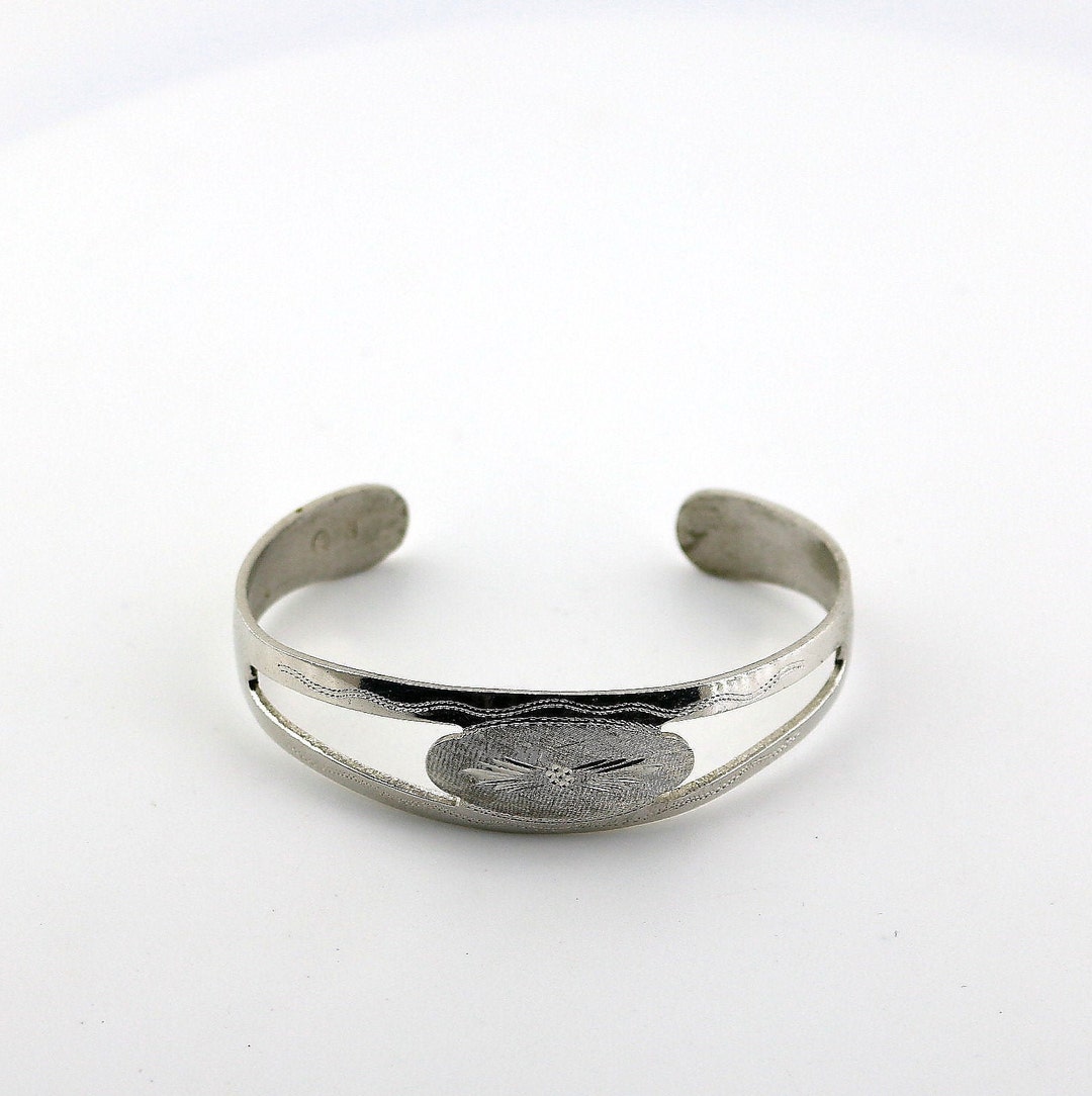 Buy Vintage Italy Beautiful Diamond Cut Open Floral Design Cuff Bracelet  925 Sterling BR 1130 Online in India