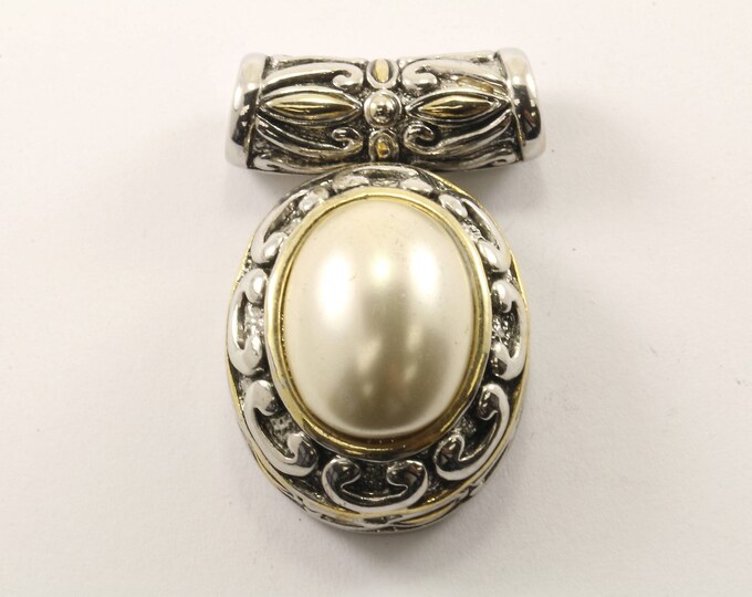 Vintage Scroll Pattern Oval Pendant 925 Sterling Silver PD 2358