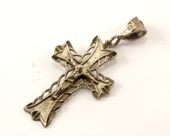 Vintage Sterling Silver Cross Pendant, silver vintage cross PD