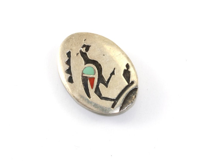 Vintage Southwestern Turquoise Coral Bird Pin/Brooch 935 Sterling BB 614