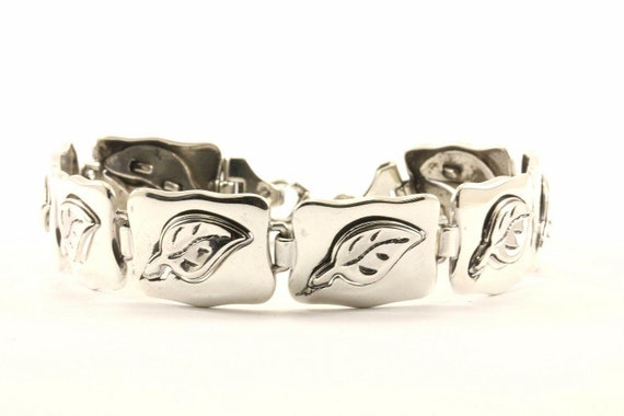 Vintage Leaf Design Rectangle Bars Link Bracelet … - image 2