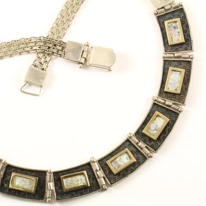 Vintage Dichroic Glass Bar Design Necklace 925 Sterling Silver NC 1671