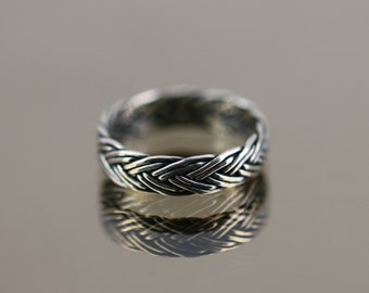 Vintage Size 6 Braided Twisted Design Band Ring 925 Sterling Silver RG 3778