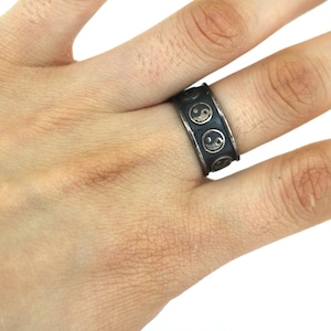 Vintage Size 6.50 Mexico Yin Yang Band Design Ring Sterling Silver RG 4690