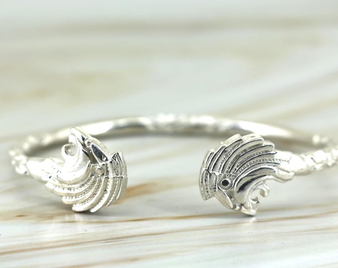 Vintage West Indian Lion Bangle Bracelet Sterling Silver BR 153